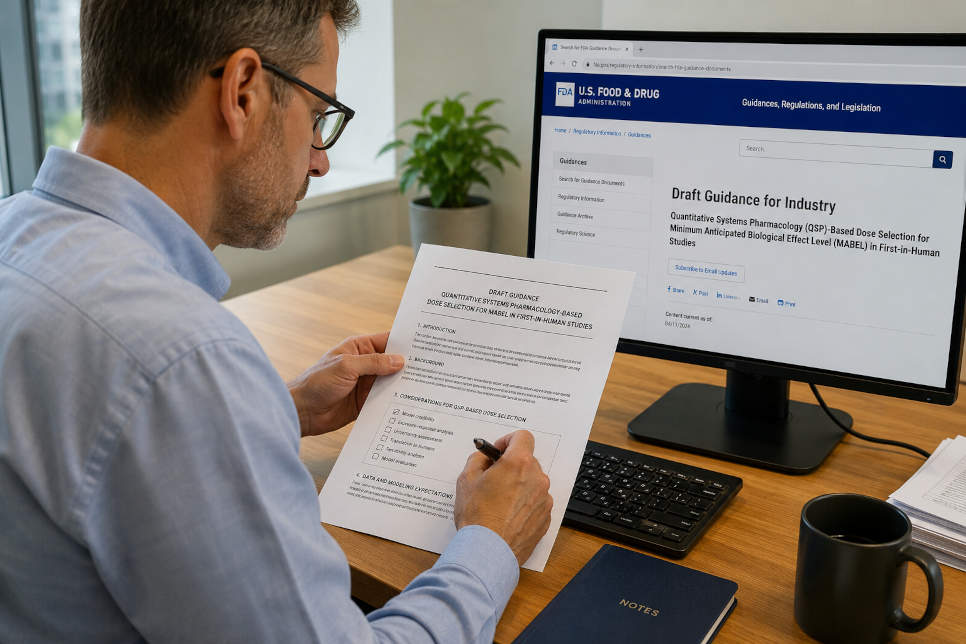 FDA Draft Guidelines on the Use of Quantitative Systems Pharmacology (QSP) Based Dose Selection.
